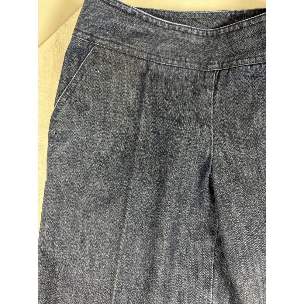 Ann Taylor Women’s Dark Wash Sailor Wide Leg Cuffed Trouser Jeans Size 6 - Picture 4 of 11
